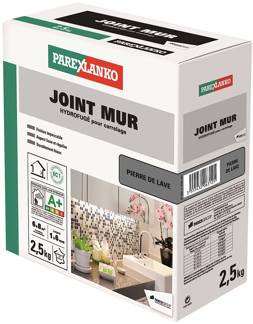 Joint de carrelage mur & plan de travail pierre de lave - PAREXLANKO